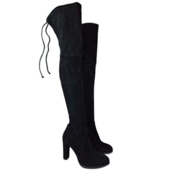 Stuart Weitzman Women's Black Highland Heel Suede Over The Knee Boots Size 9 B - Picture 1 of 7